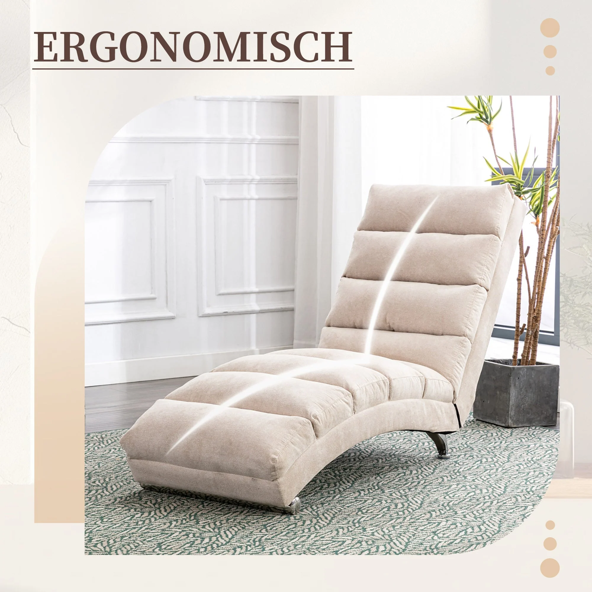 Relaxation Lounger Fixed Reclining Sofa Full Body Support Vibration Side Pockets - Image 5