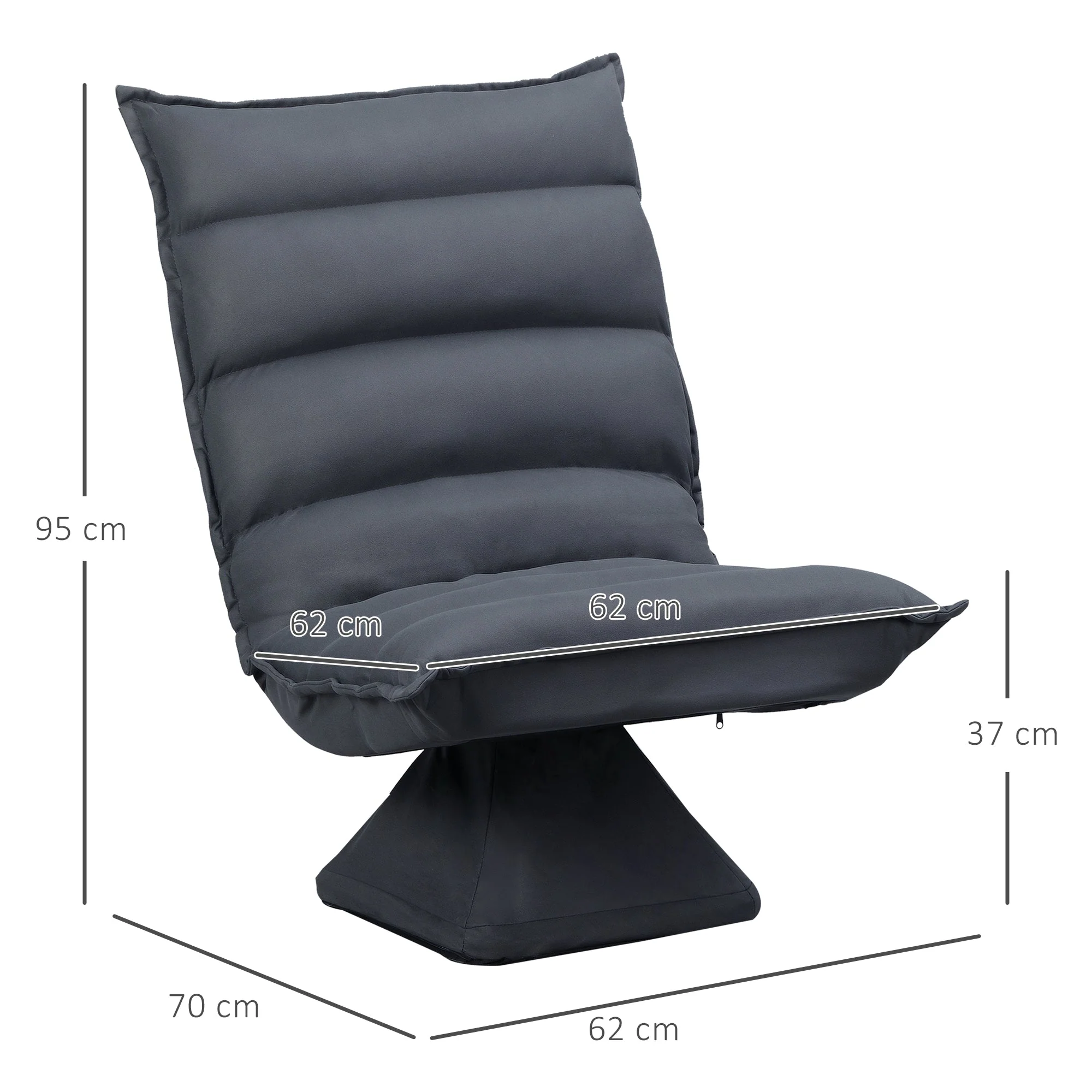 Relaxing Chair Floor Sofa, 360° Rotatable, 5-Level Adjustable Backrest, Dark Grey Steel - Image 3