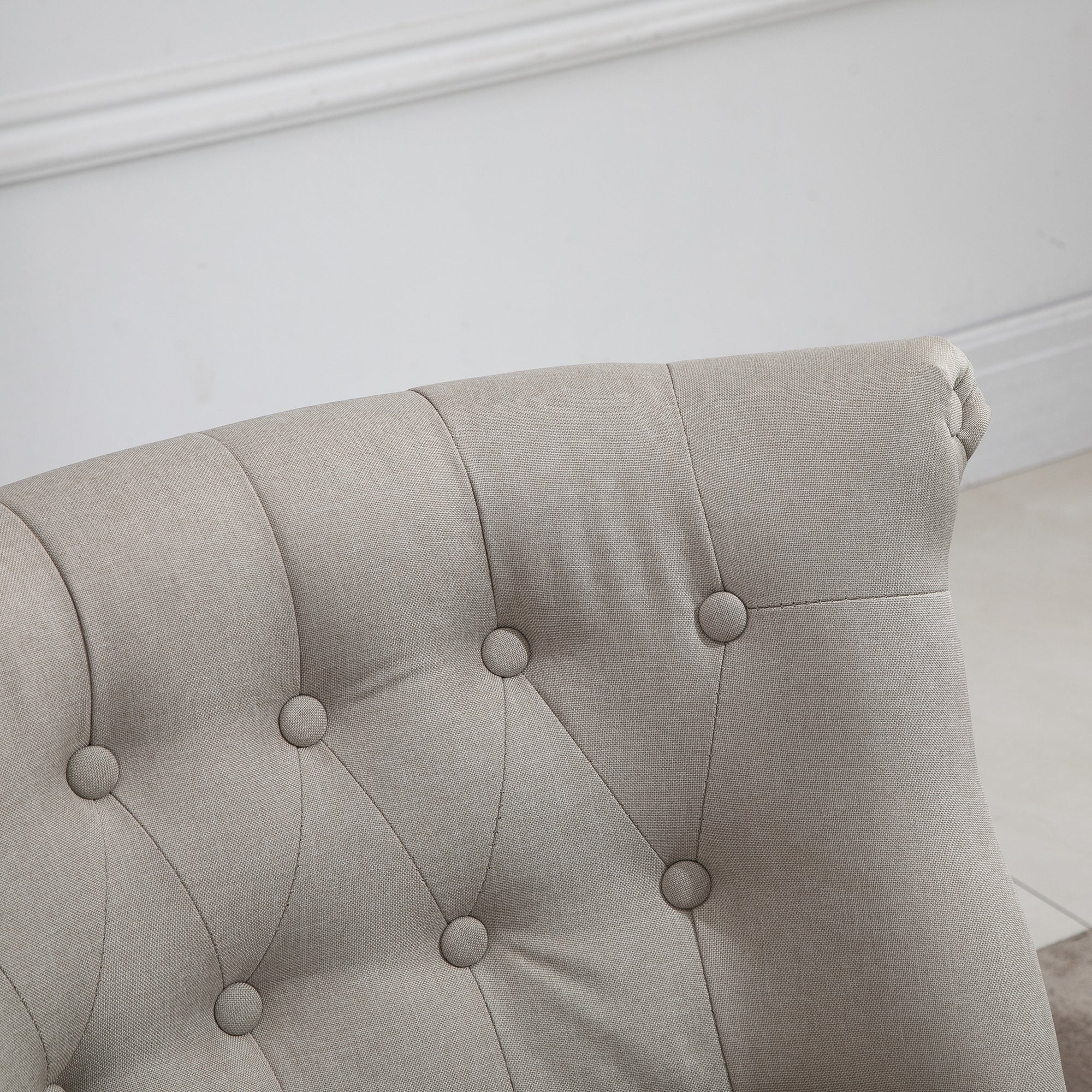 Relaxing Chair, Upholstered Vintage, Linen Beige Black - Image 8