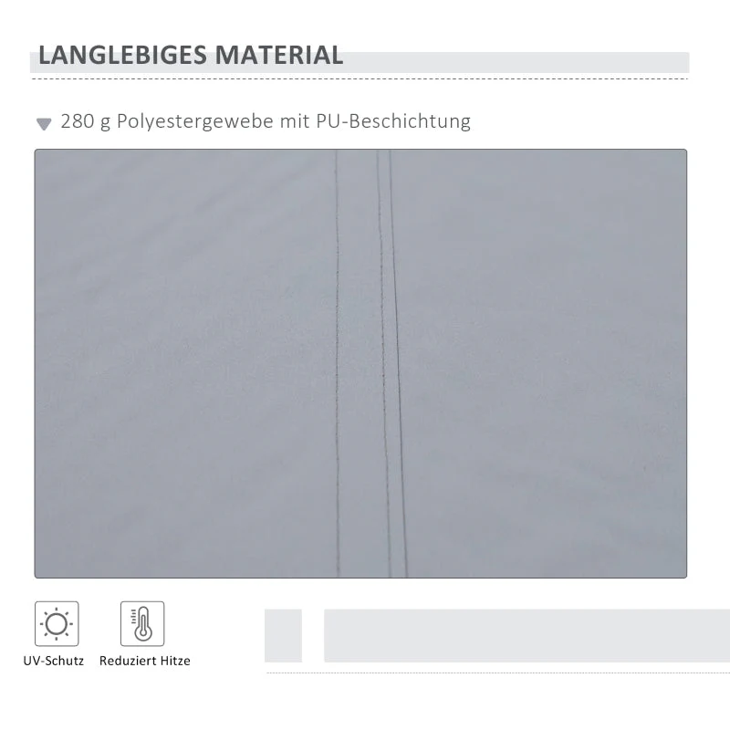 Retractable Awning, 3.95 x 2.45 m, Hand Crank, Polyester, Grey/White - Image 4