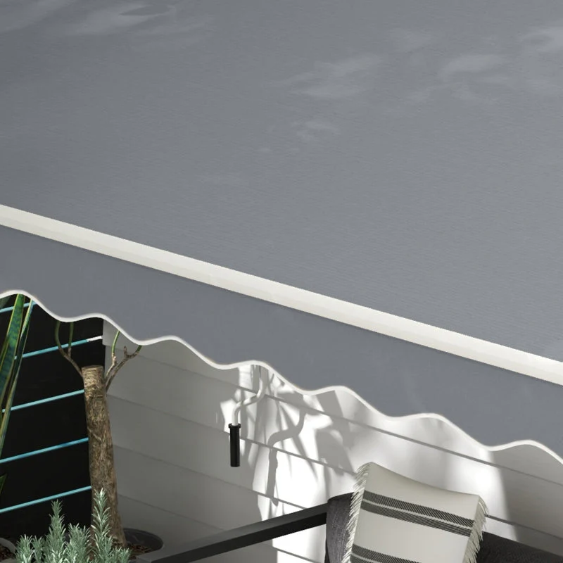 Retractable Awning, 3.95 x 2.45 m, Hand Crank, Polyester, Grey/White - Image 8