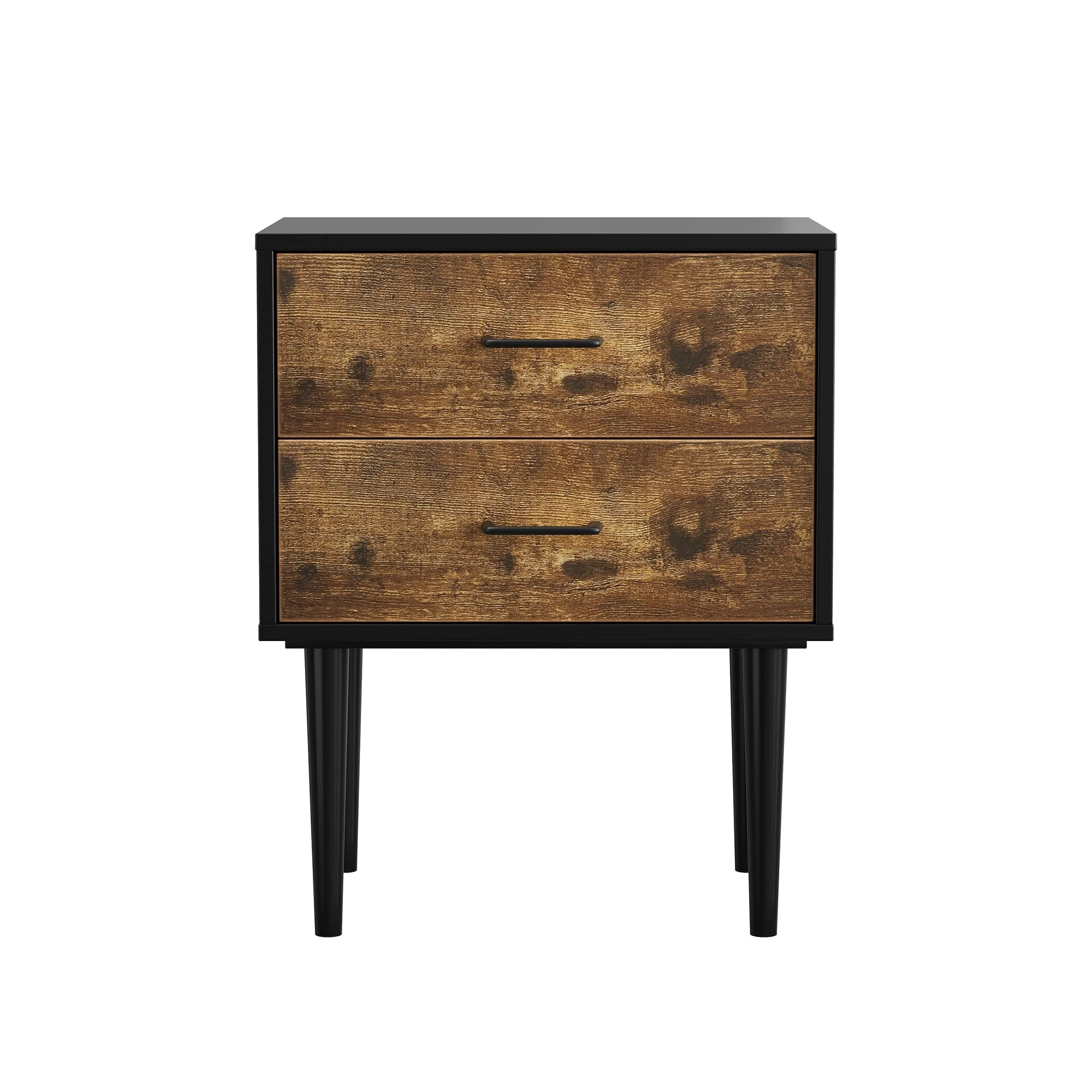 Retro Industrial Bedside Table 2 Drawers 51x38x66cm Vintage Brown - Image 7