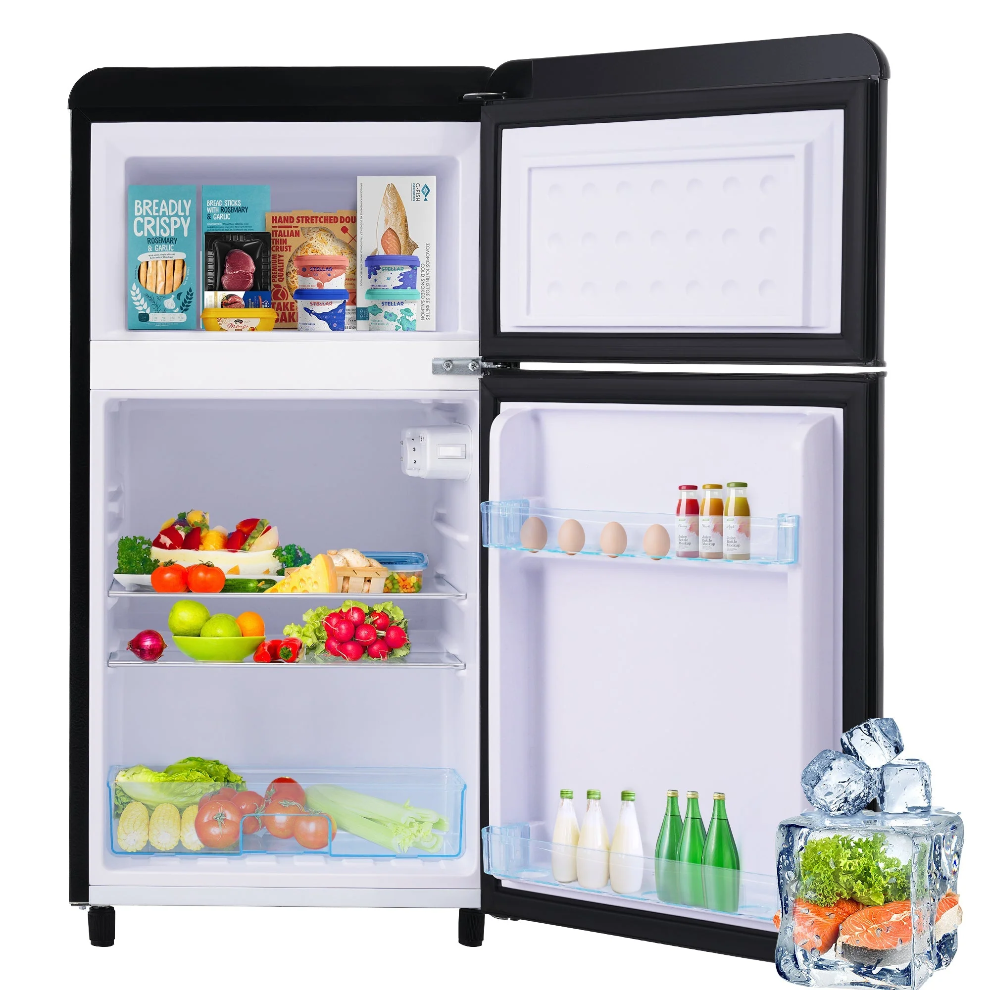 Retro Refrigerator, Double-Door 72L Capacity, LED Lighting, Various Colors - Image 7