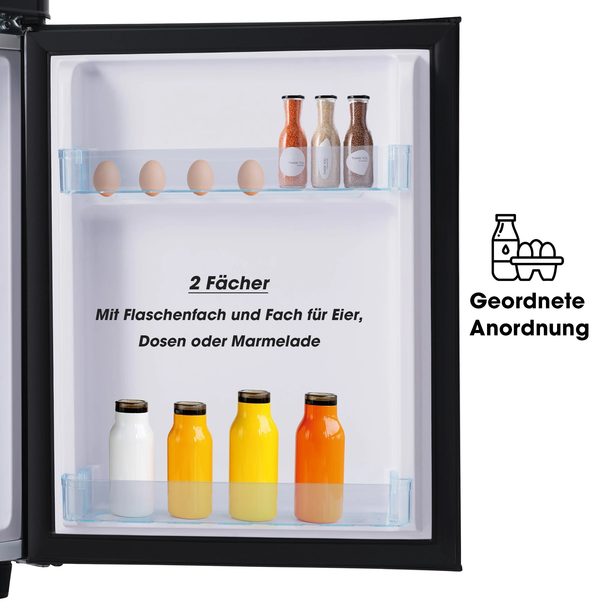 Retro Refrigerator, Double-Door 72L Capacity, LED Lighting, Various Colors - Image 8