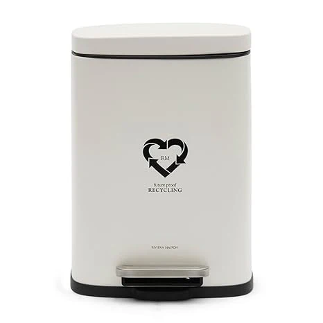 Riviera Maison - Rubbish Bin - Future Proof Recycling Waste Bin - Iron - Colour: White - (W x H) 21.5 x 30 cm
