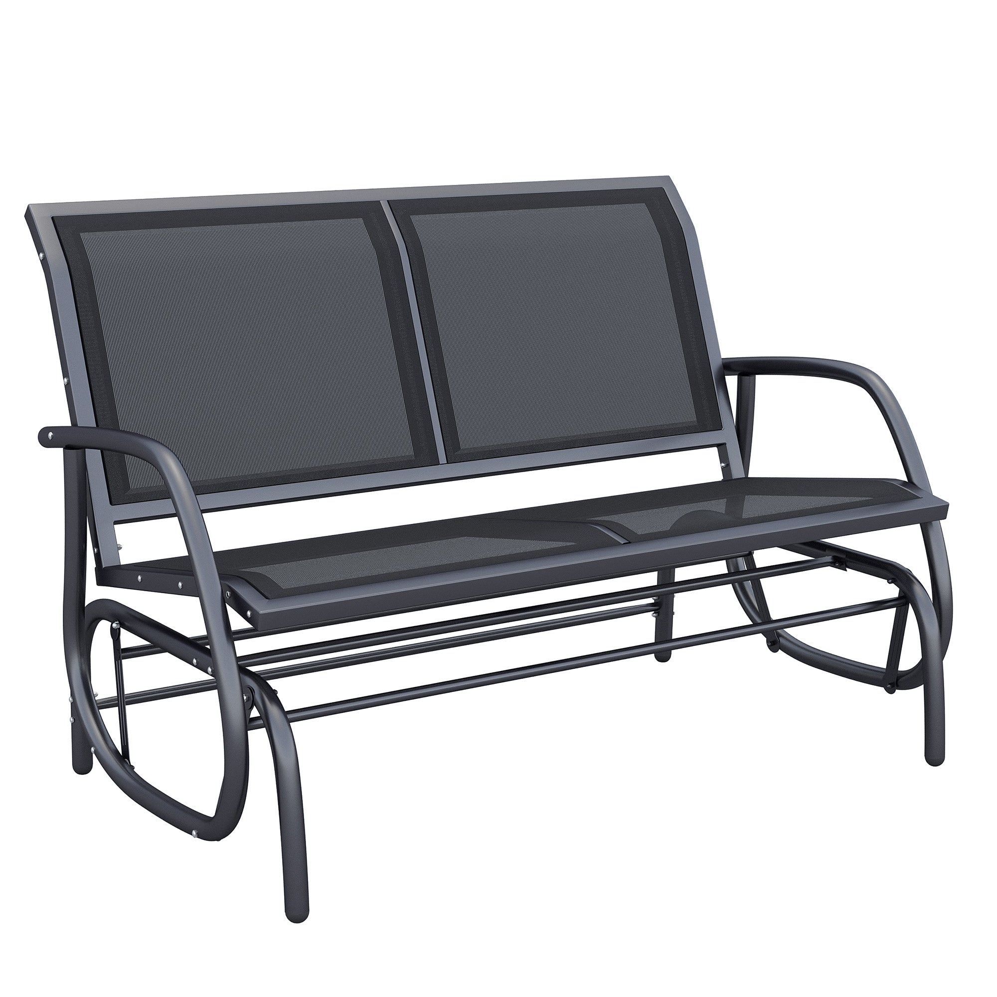 Rocking Chair 2-Seater Garden Swing Park Bench Metal, Black 120 x 70 x 88 cm - Image 2