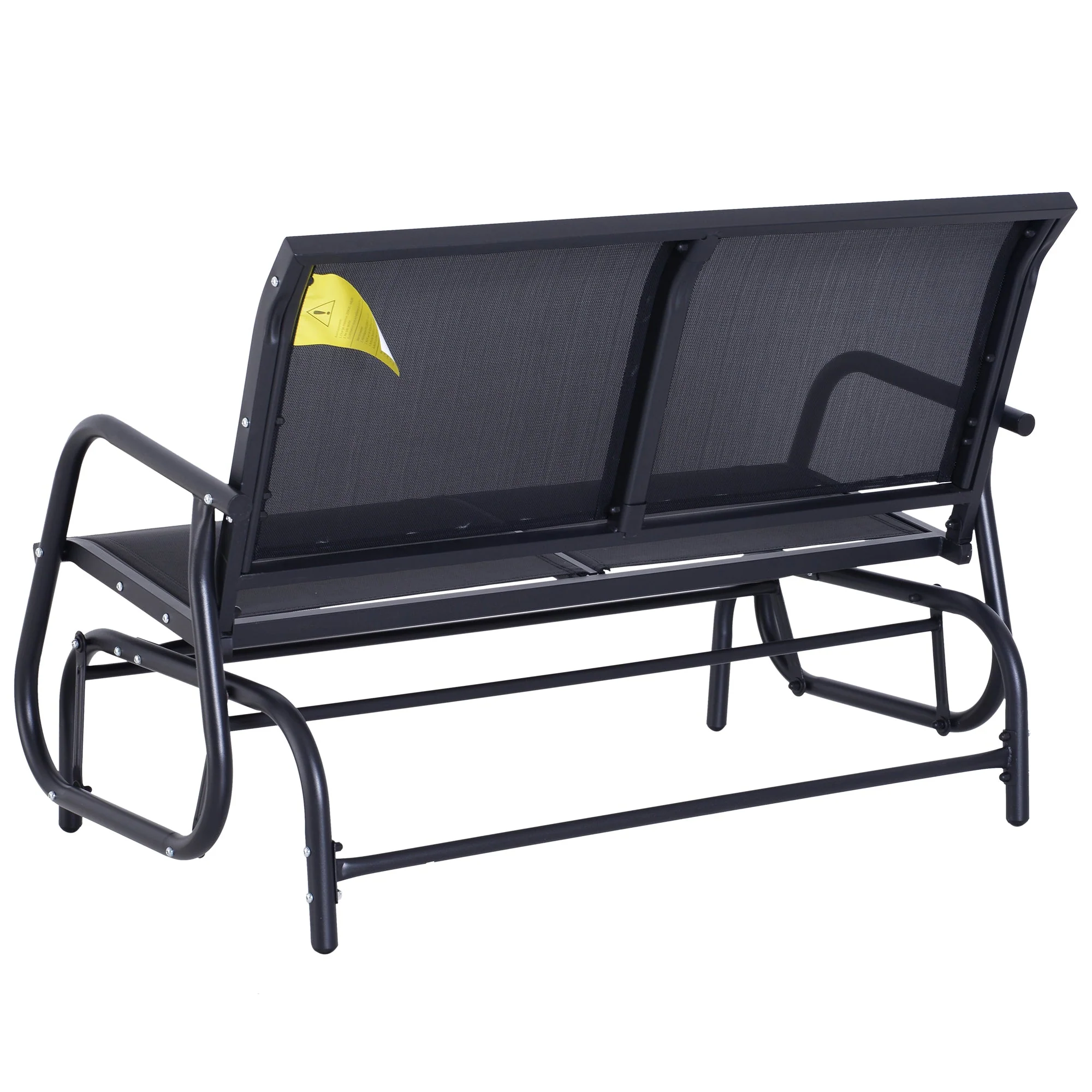 Rocking Chair 2-Seater Garden Swing Park Bench Metal, Black 120 x 70 x 88 cm - Image 7