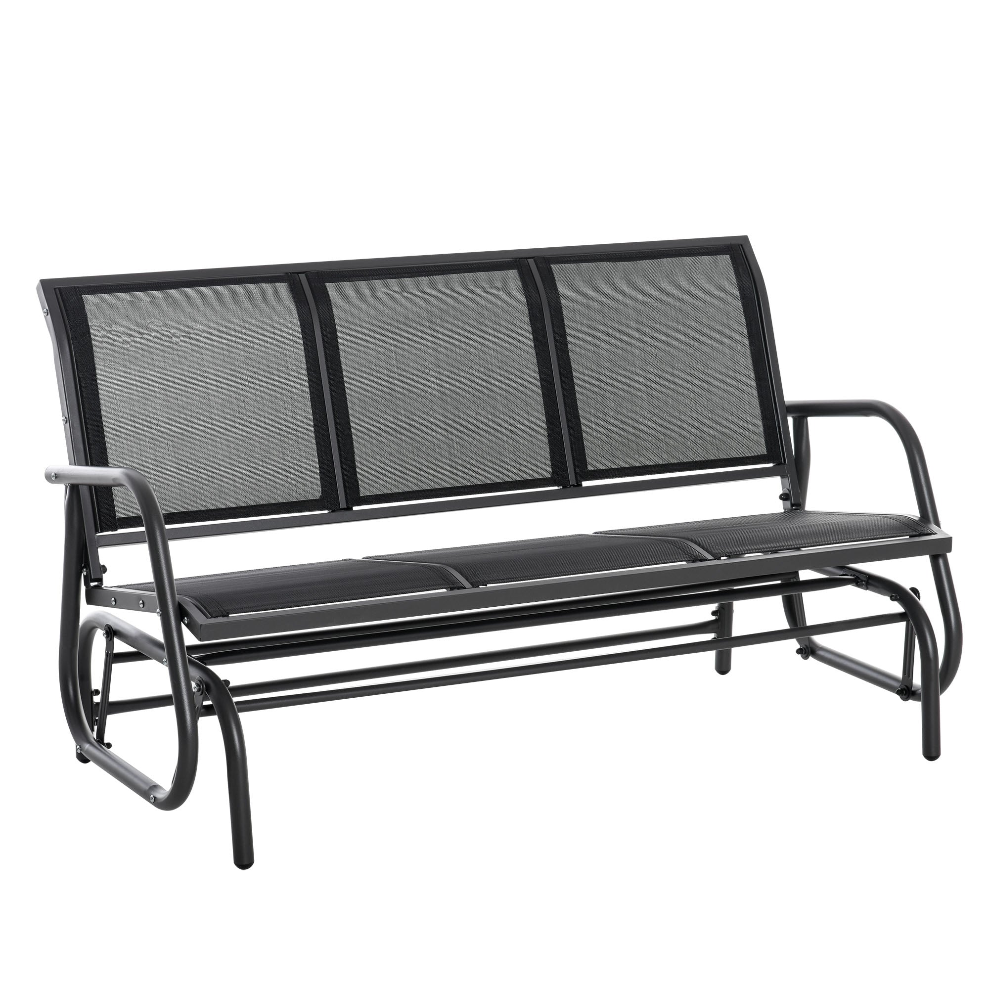 Rocking Chair 3-Seater Garden Swing Sturdy Weatherproof, Metal Black - Image 2