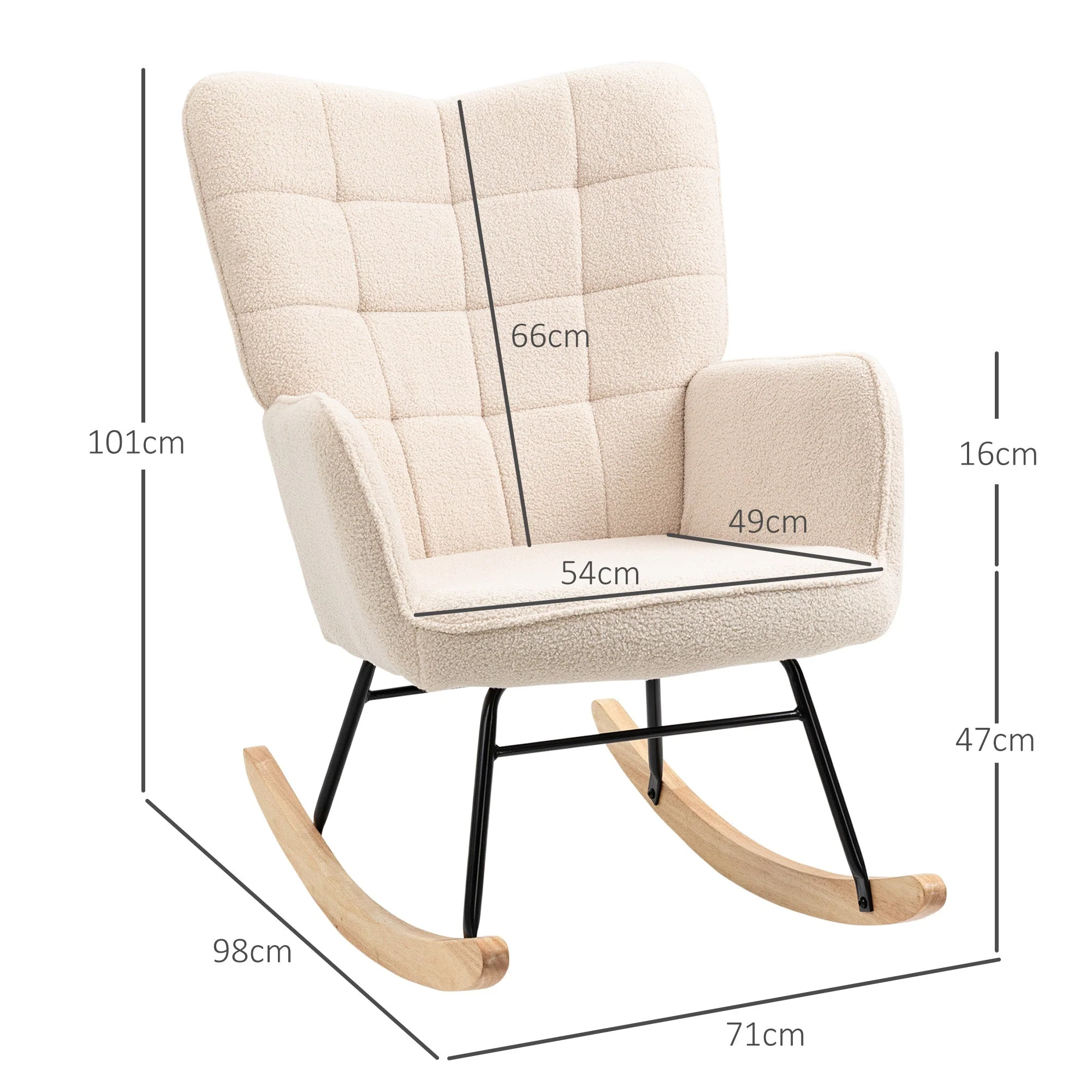 Rocking chair accent relaxation chair with berber fleece beige - Image 3