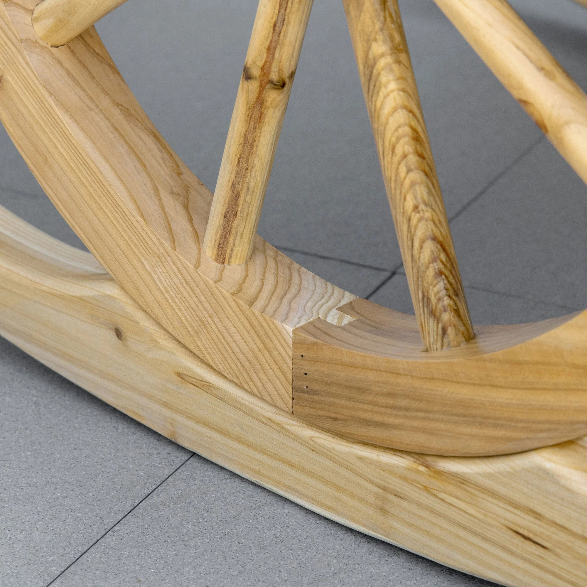 Rocking Chair, Rustic Relaxation Garden Chair with Wheels, Solid Natural Wood - Image 8
