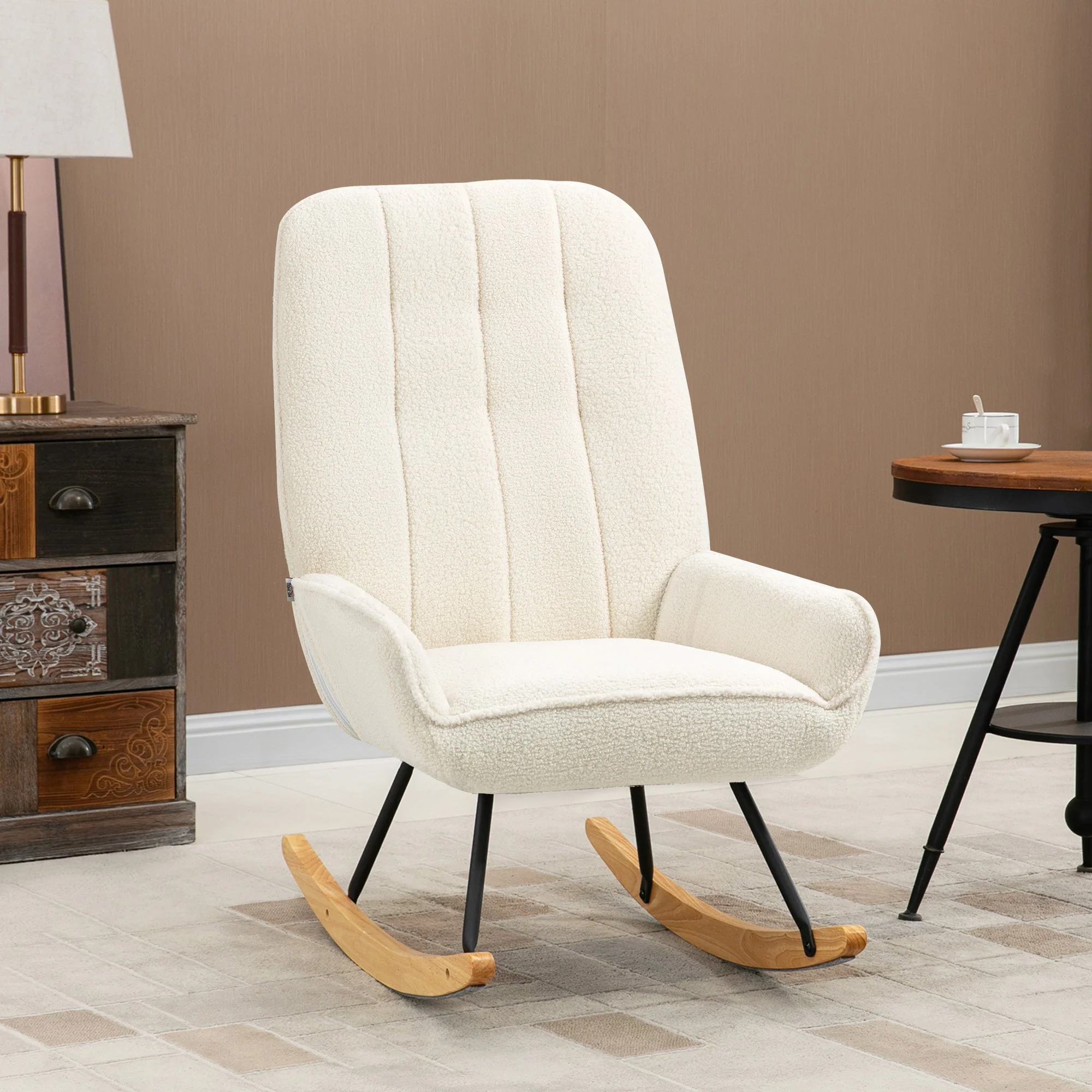 Rocking Chair, Swing Chair with Sherpa Fleece, 150 kg, Comfortable