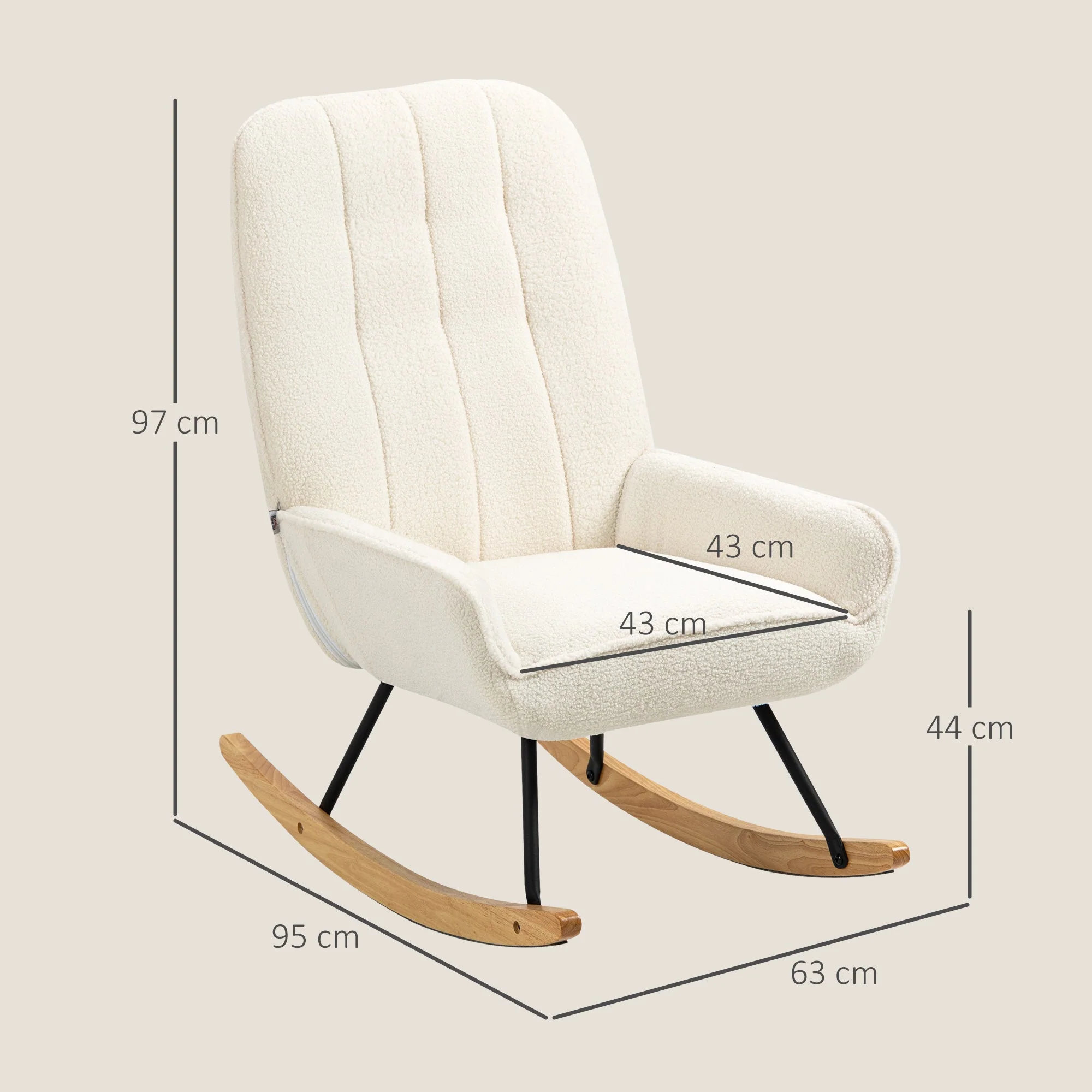 Rocking Chair, Swing Chair with Sherpa Fleece, 150 kg, Comfortable - Image 3