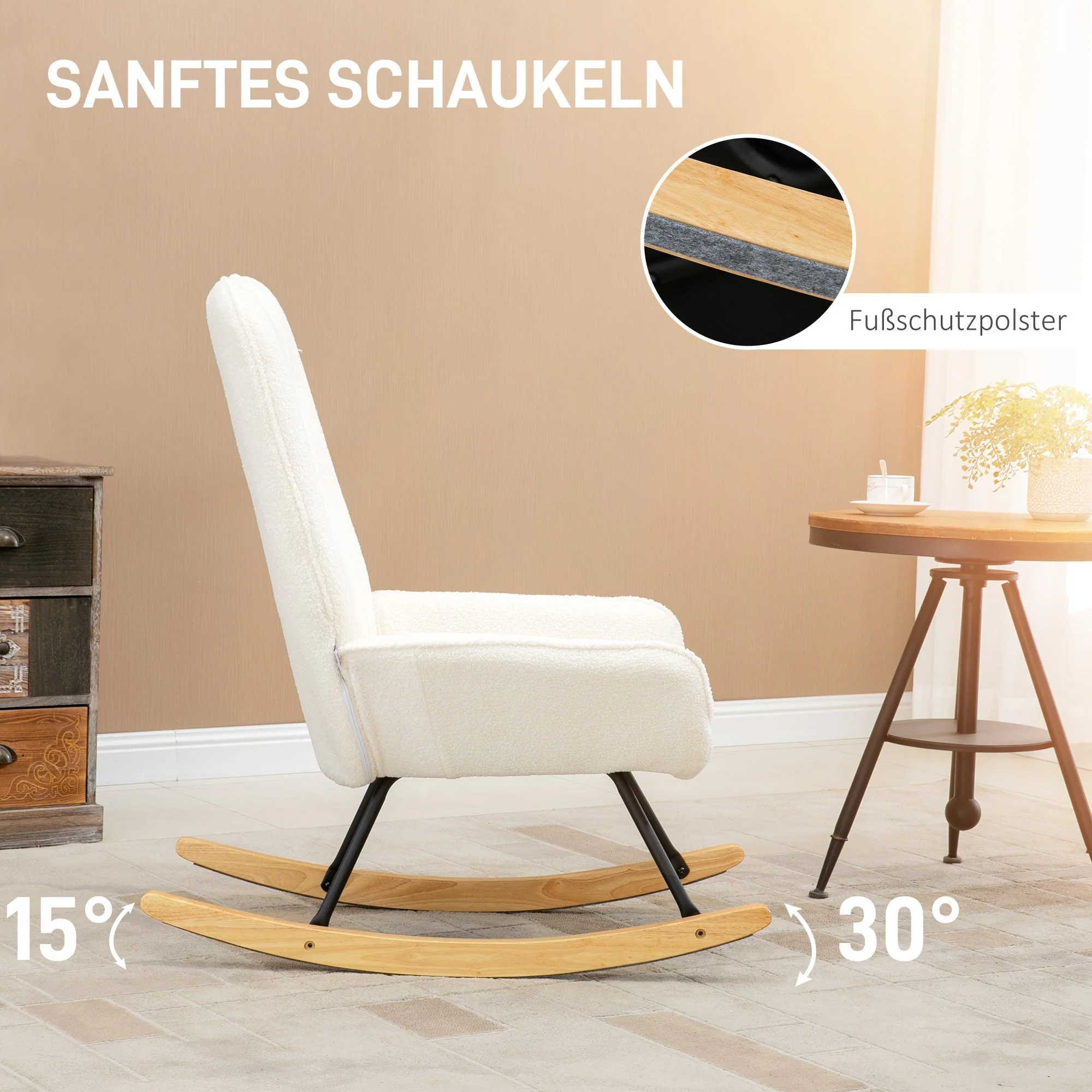 Rocking Chair, Swing Chair with Sherpa Fleece, 150 kg, Comfortable - Image 4