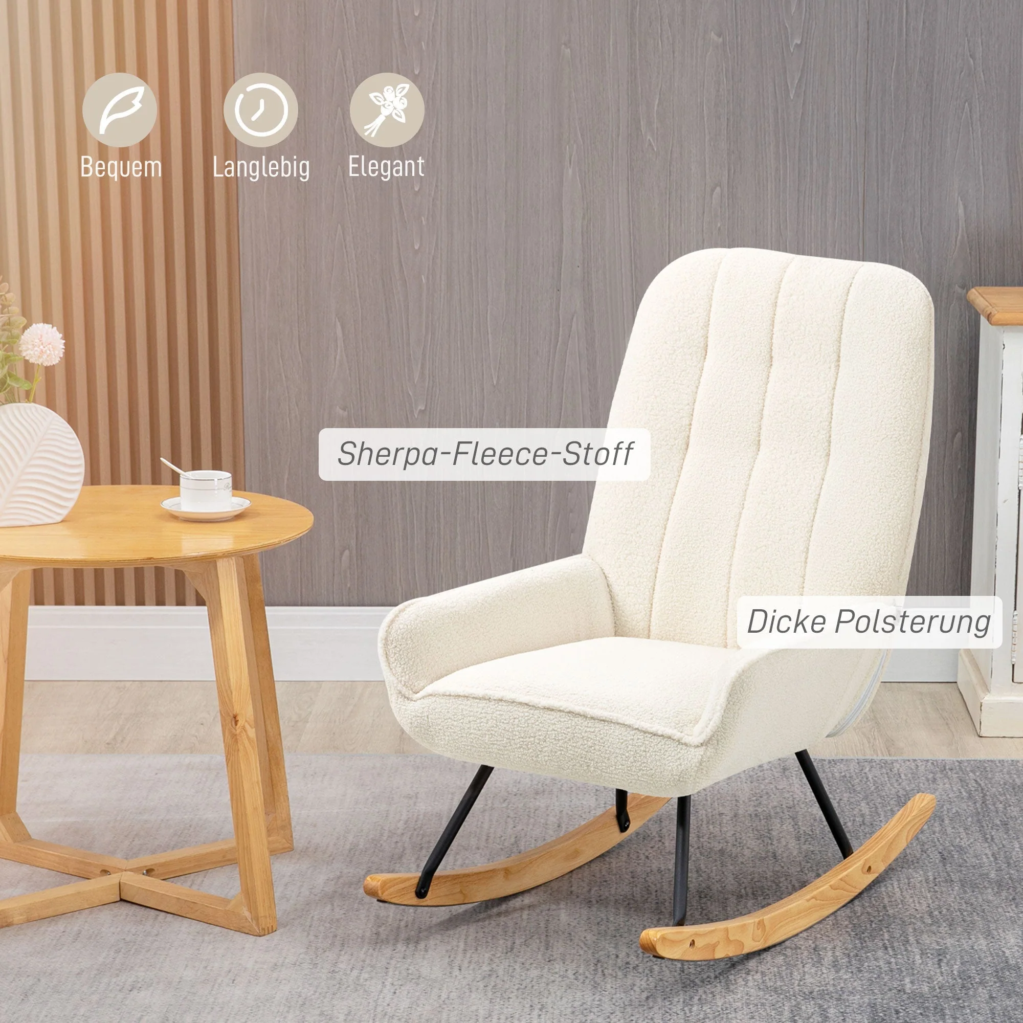 Rocking Chair, Swing Chair with Sherpa Fleece, 150 kg, Comfortable - Image 5