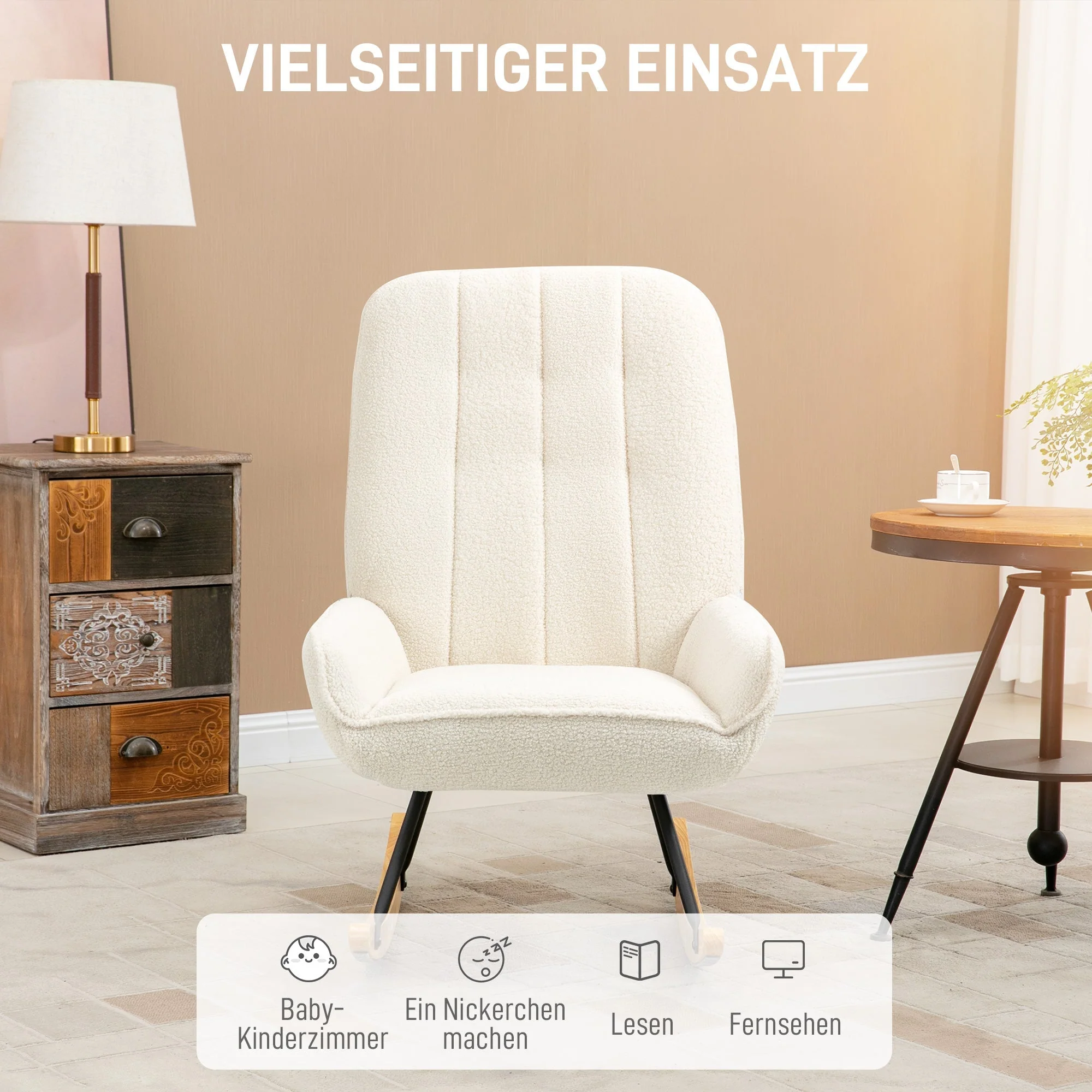 Rocking Chair, Swing Chair with Sherpa Fleece, 150 kg, Comfortable - Image 6