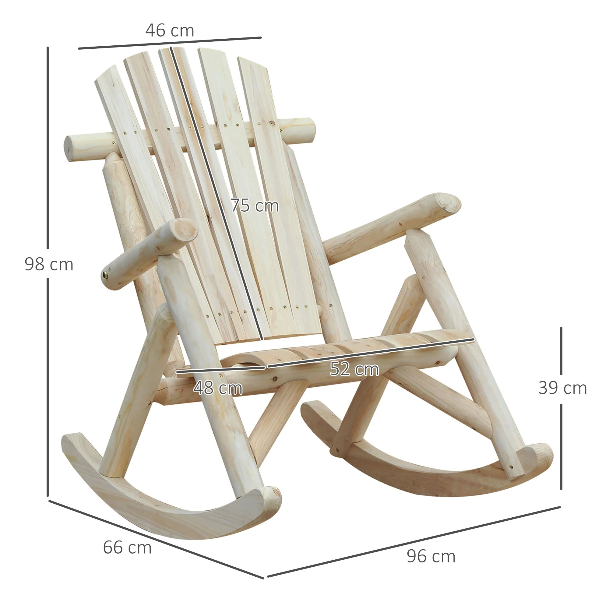 rocking chair swing garden chair natural fir wood - Image 3