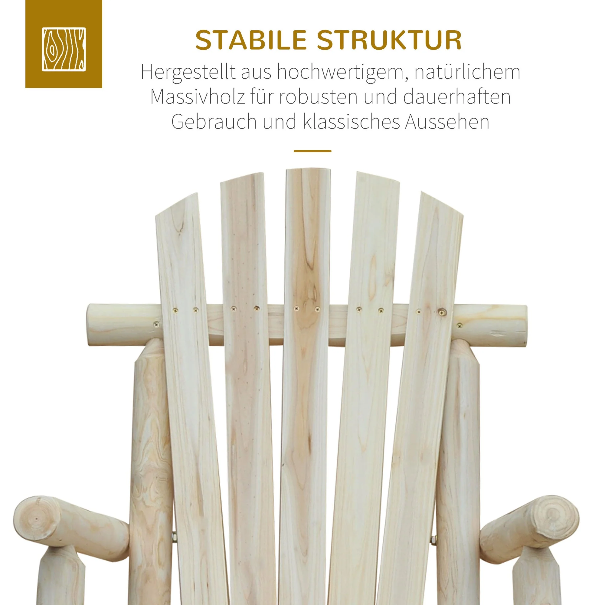 rocking chair swing garden chair natural fir wood - Image 5