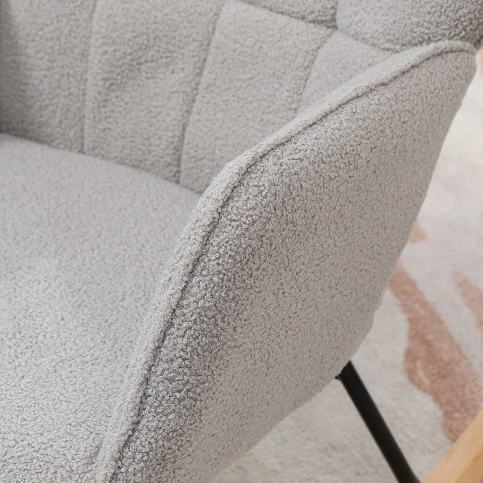Rocking Chair Swivel Recliner 120 kg Berber Fleece Light Grey - Image 7
