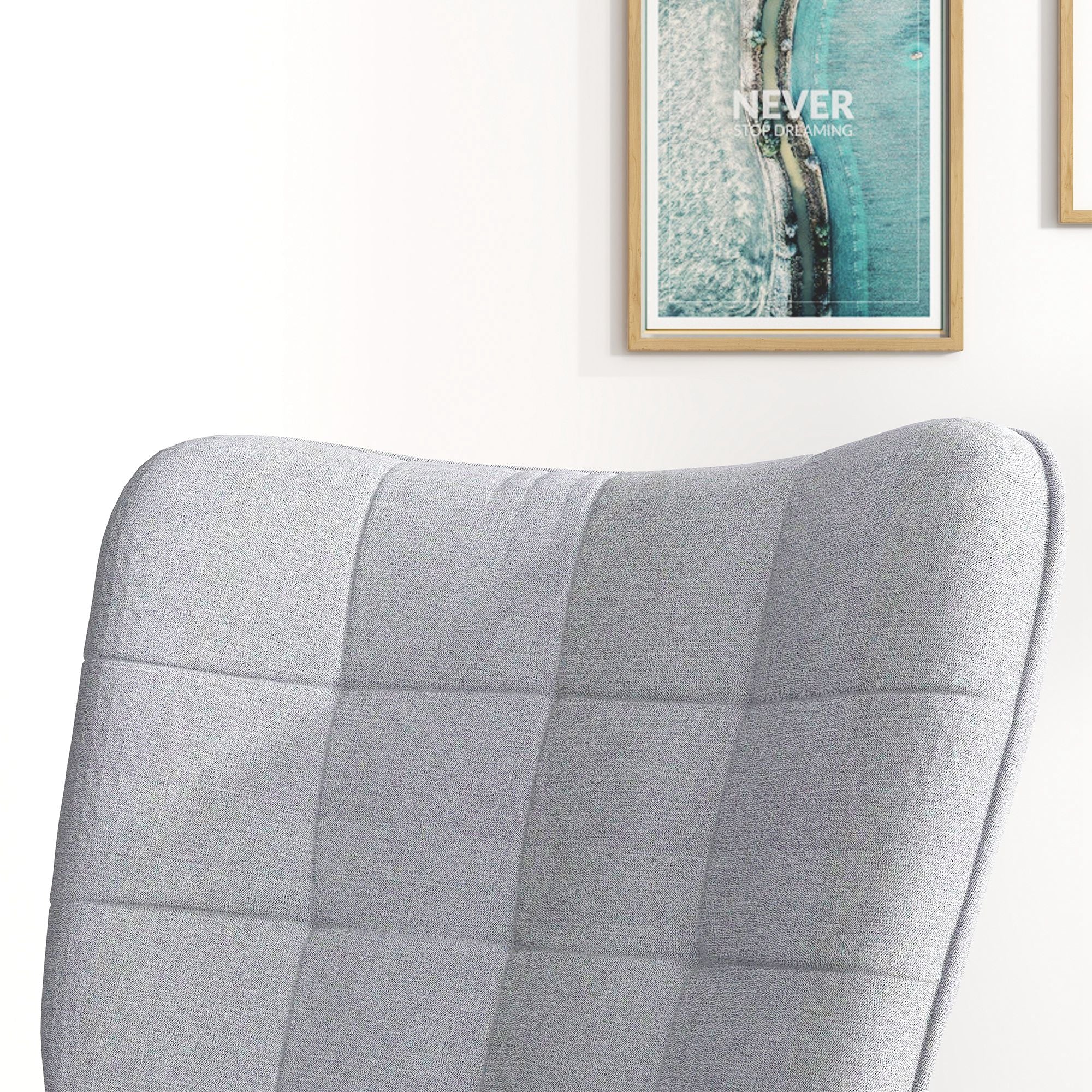 Rocking Chair with Stool, Armchair, Relaxing, 130 kg, Light Grey - Image 7