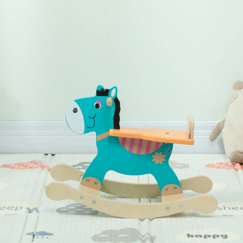 Rocking Donkey Toy with Handles and Swing Seat, Blue-Green - Image 8