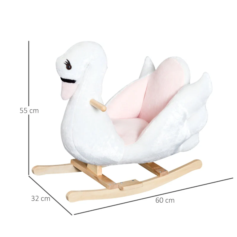 Rocking horse for children, cuddly rocking animal, pink and white - Image 3