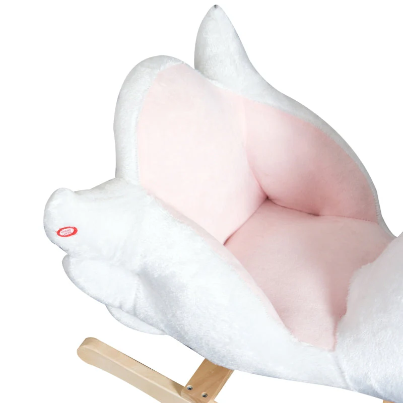 Rocking horse for children, cuddly rocking animal, pink and white - Image 8