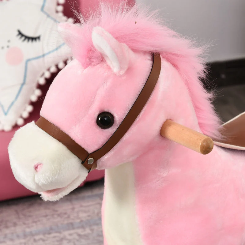 Rocking Horse Plush Rocking Animal with Animal Sounds for Children Pink - Image 8