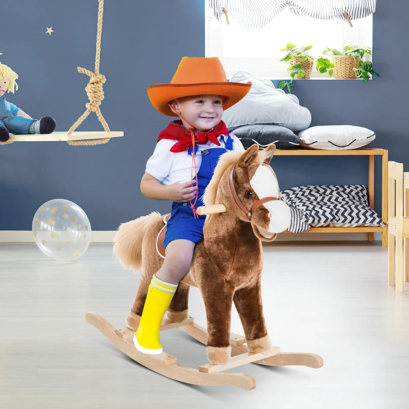 Rocking horse plush toy children's rocking animal brown