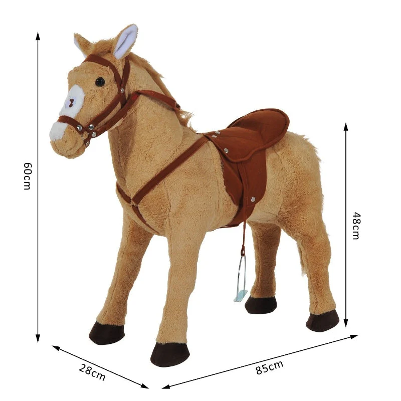 Rocking Horse Plush with Sound, 85x28x60cm, Beige - Image 3