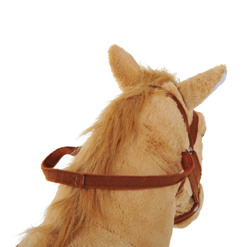 Rocking Horse Plush with Sound, 85x28x60cm, Beige - Image 7
