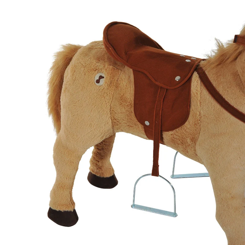 Rocking Horse Plush with Sound, 85x28x60cm, Beige - Image 8