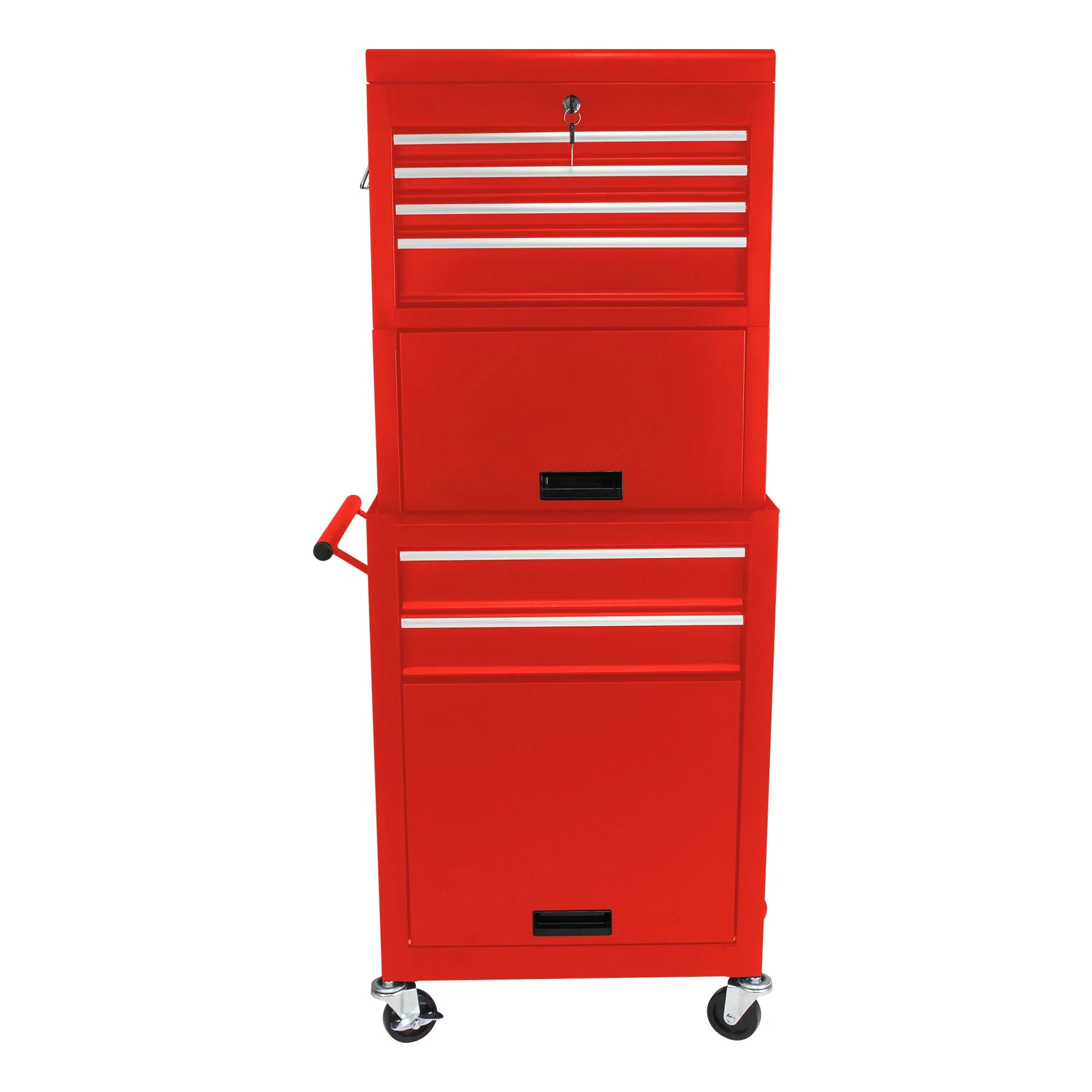 Rolling Tool Cabinet 6-Drawer 2-in-1 Removable Storage - Red
