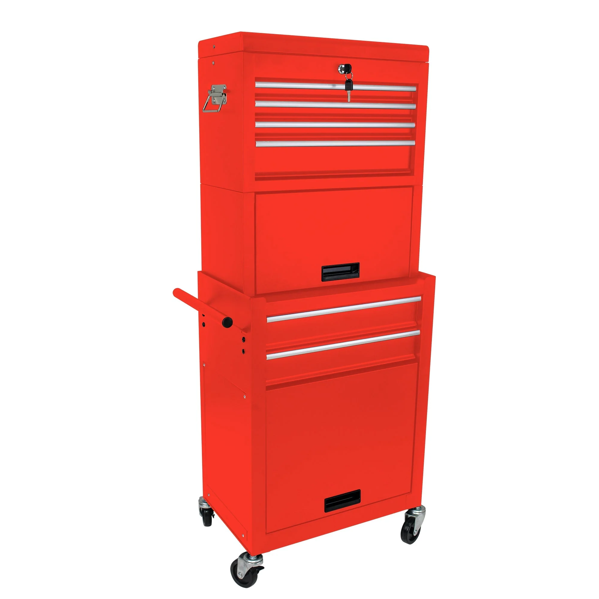 Rolling Tool Cabinet 6-Drawer 2-in-1 Removable Storage - Red - Image 8