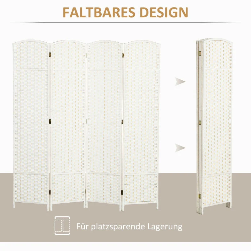 Room Divider, 4-Panel Foldable Privacy Screen, White - Image 5