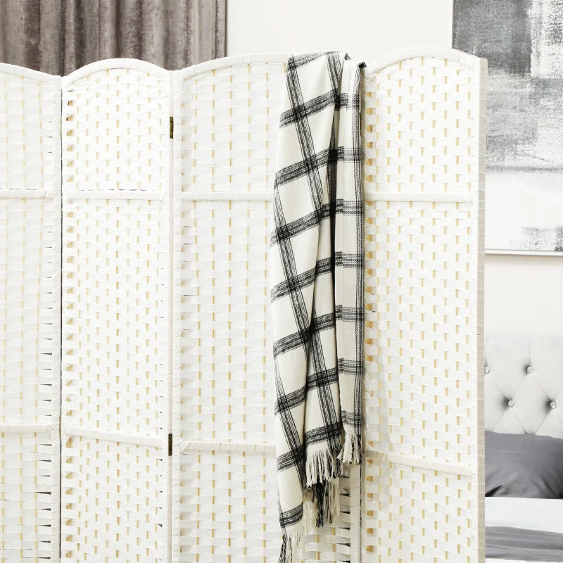Room Divider, 4-Panel Foldable Privacy Screen, White - Image 7
