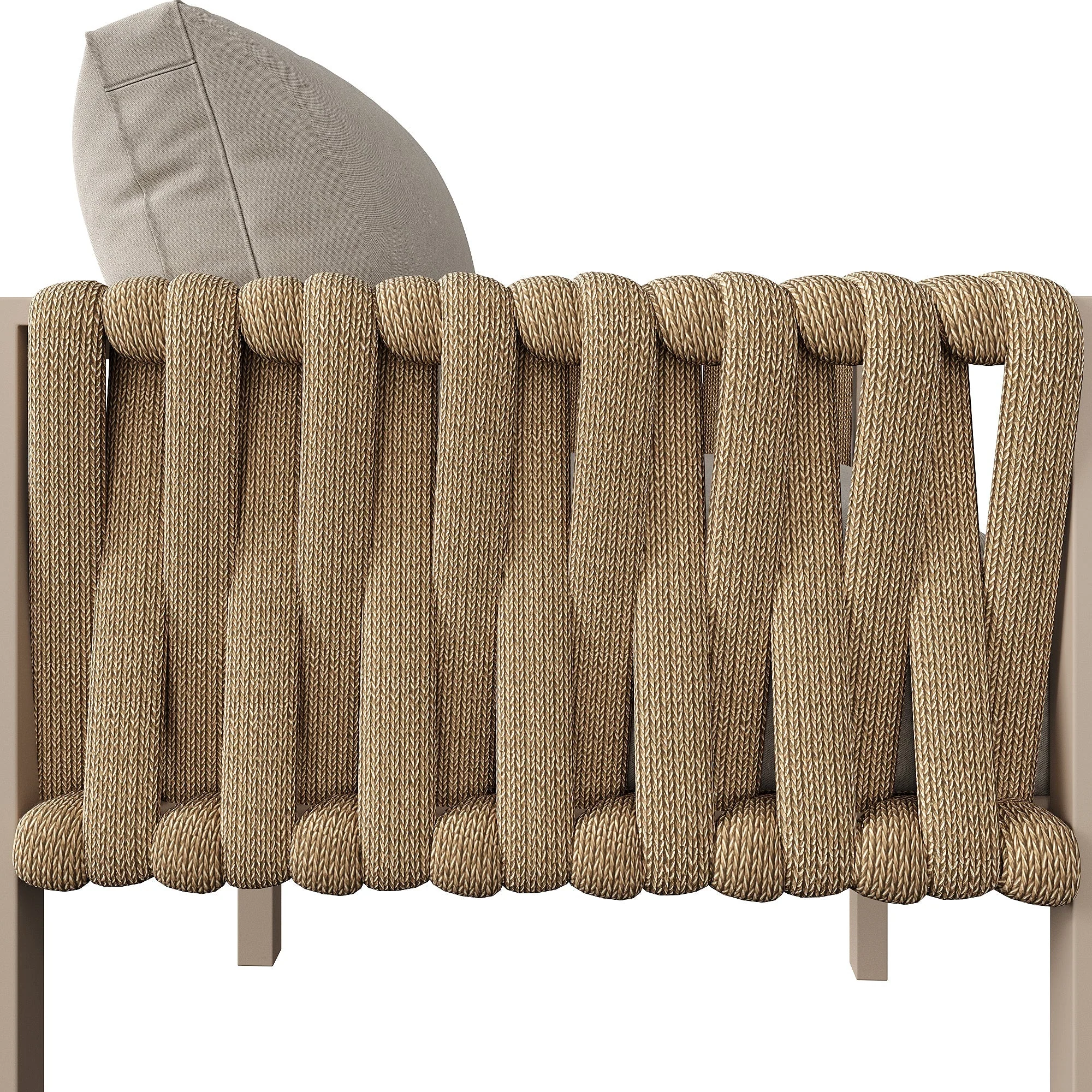 Rope Garden Furniture Set Corner Sofa Adjustable Legs Tempered Glass Beige - Image 8