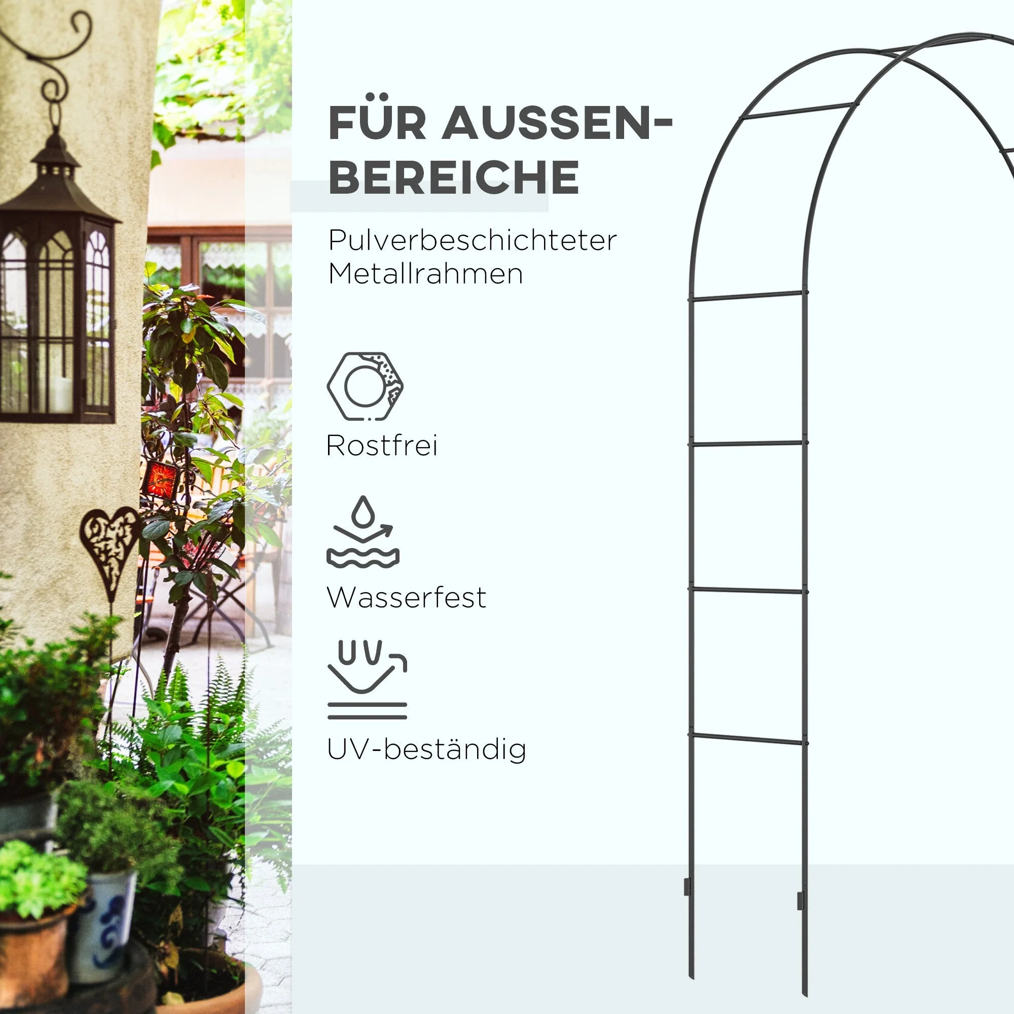 Rose Arch Metal Archway Garden Arch Climbing Plants Black - Image 6