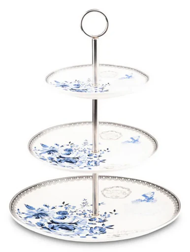 Rose Blue 3 Tier Cake Stand