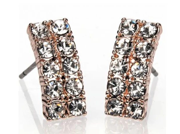 Rose Gold Diamante Bar Earrings