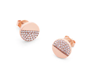 Rose Gold Half Pave Earrings