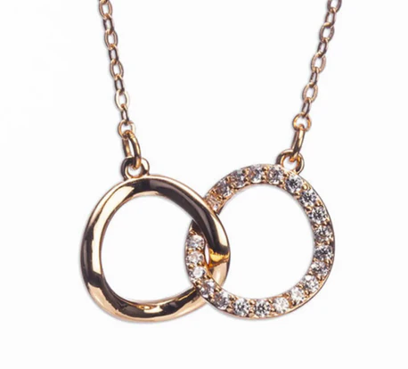 Rose Gold Interlocking Diamante Rings Necklace