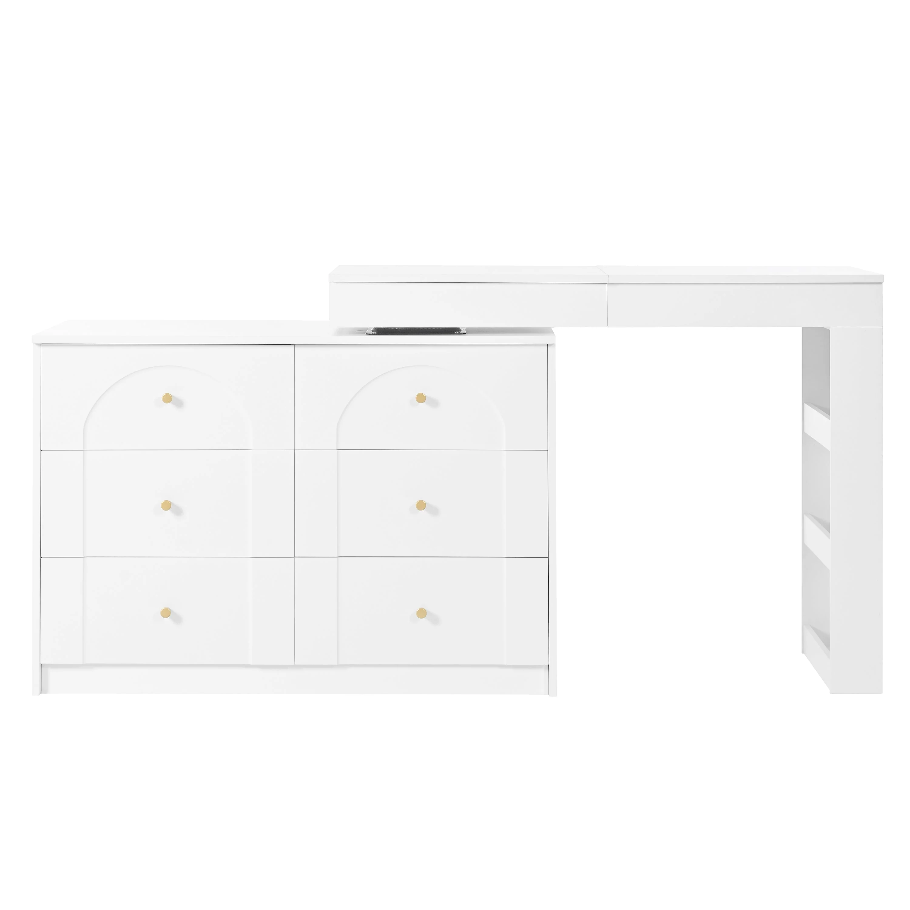 Rotating Dressing Table, LED Lighting, Vanity/Office Table, White - Image 5