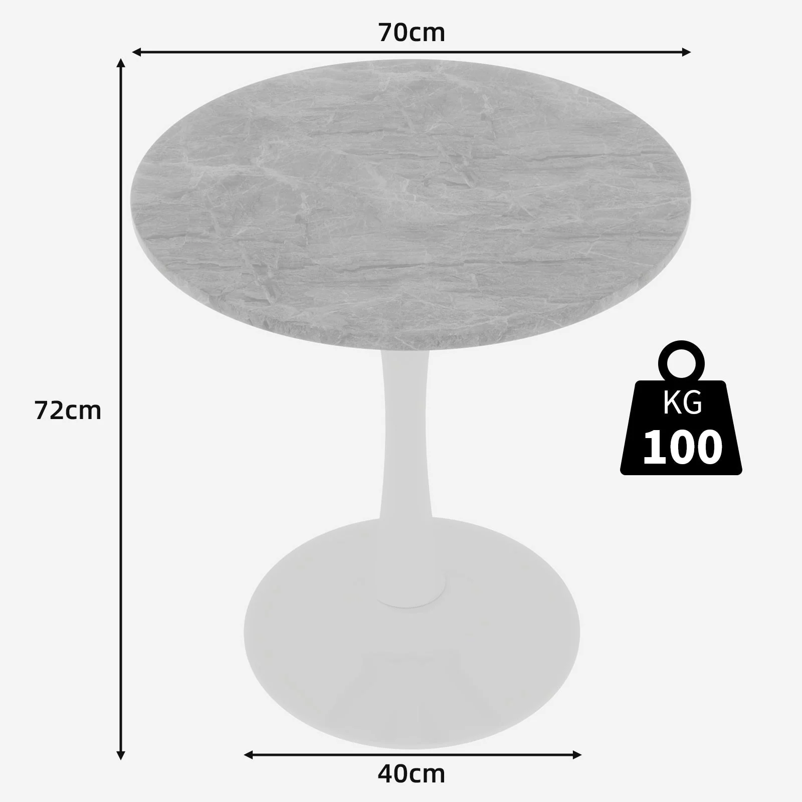 Round Coffee Table 27.6" Mid-Century Modern Marble Top - White - Image 10