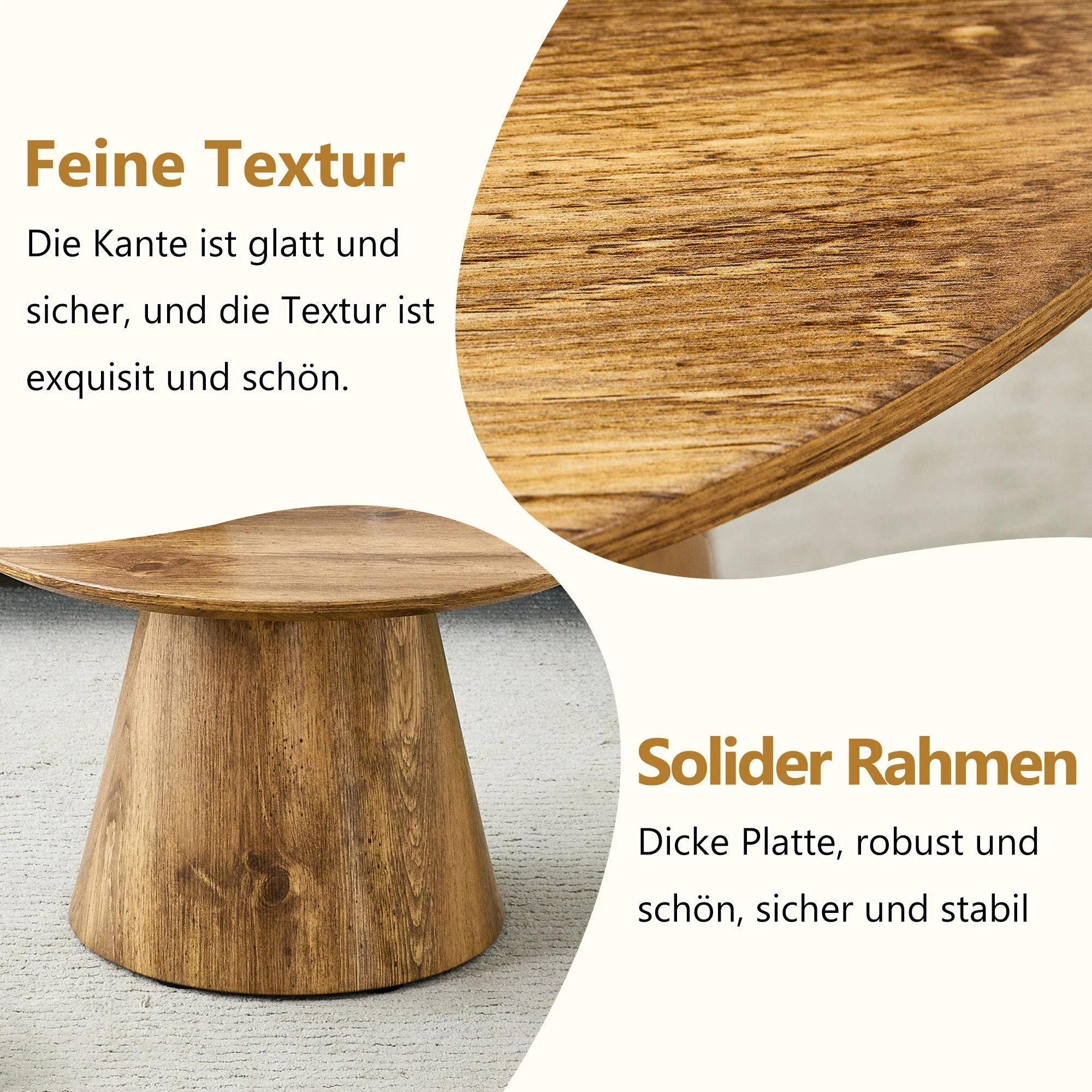 Round Coffee Table 60cm Diameter Side Table - Natural Wood Look (MDF) - Image 7