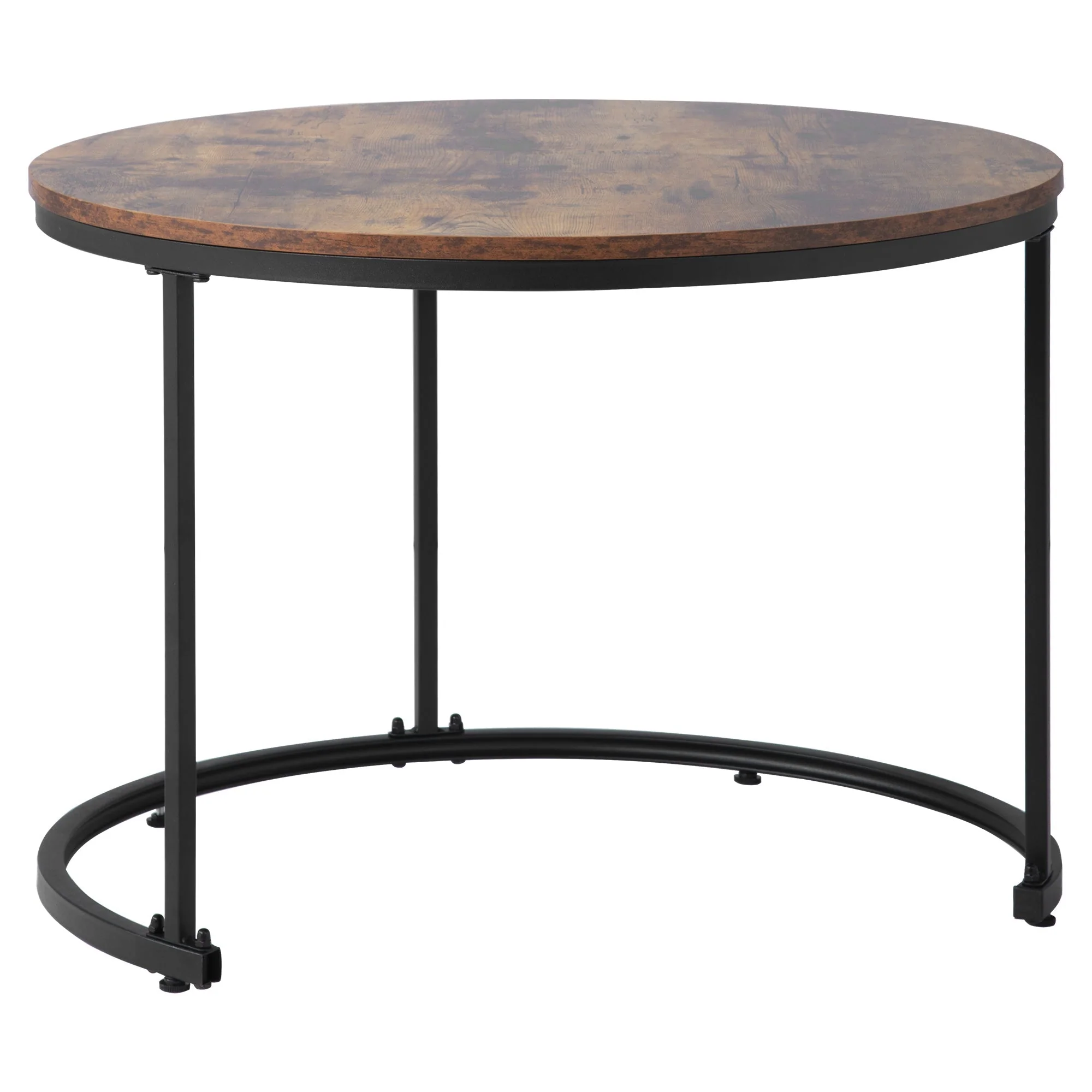 Round Coffee Table Set of 2, Nested Side Table, Brown - Image 5
