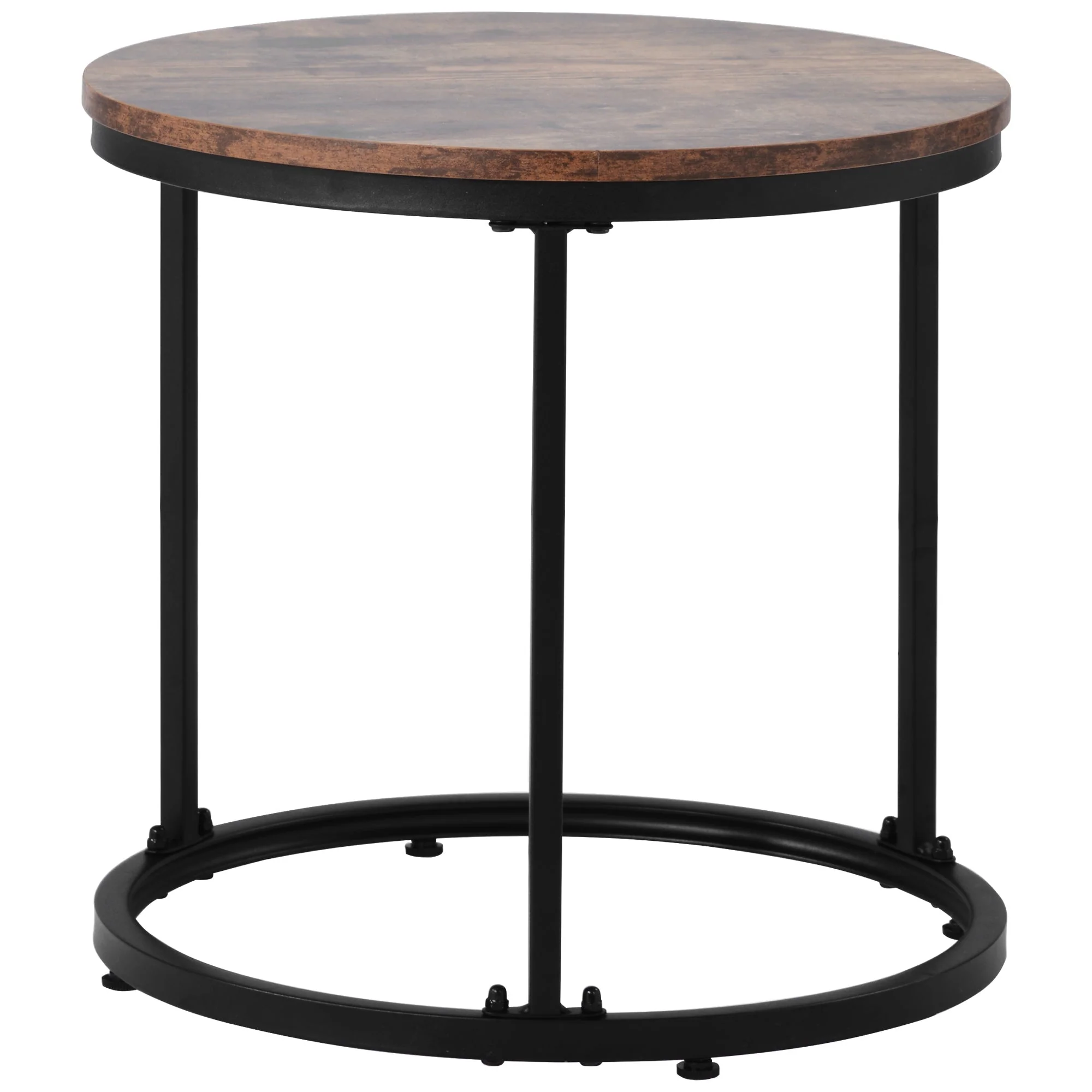 Round Coffee Table Set of 2, Nested Side Table, Brown - Image 9