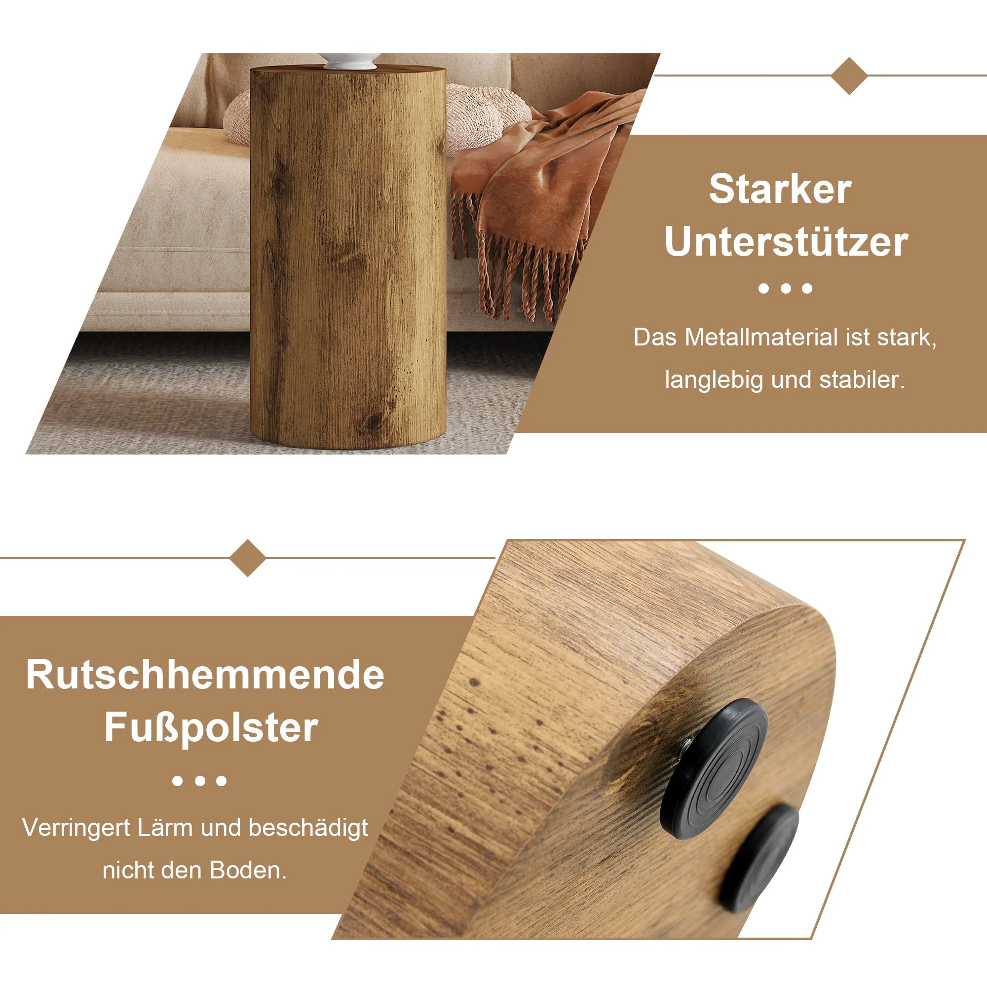 Round Coffee Table Small Side Table 30cm Diameter - Wood Look MDF - Image 7