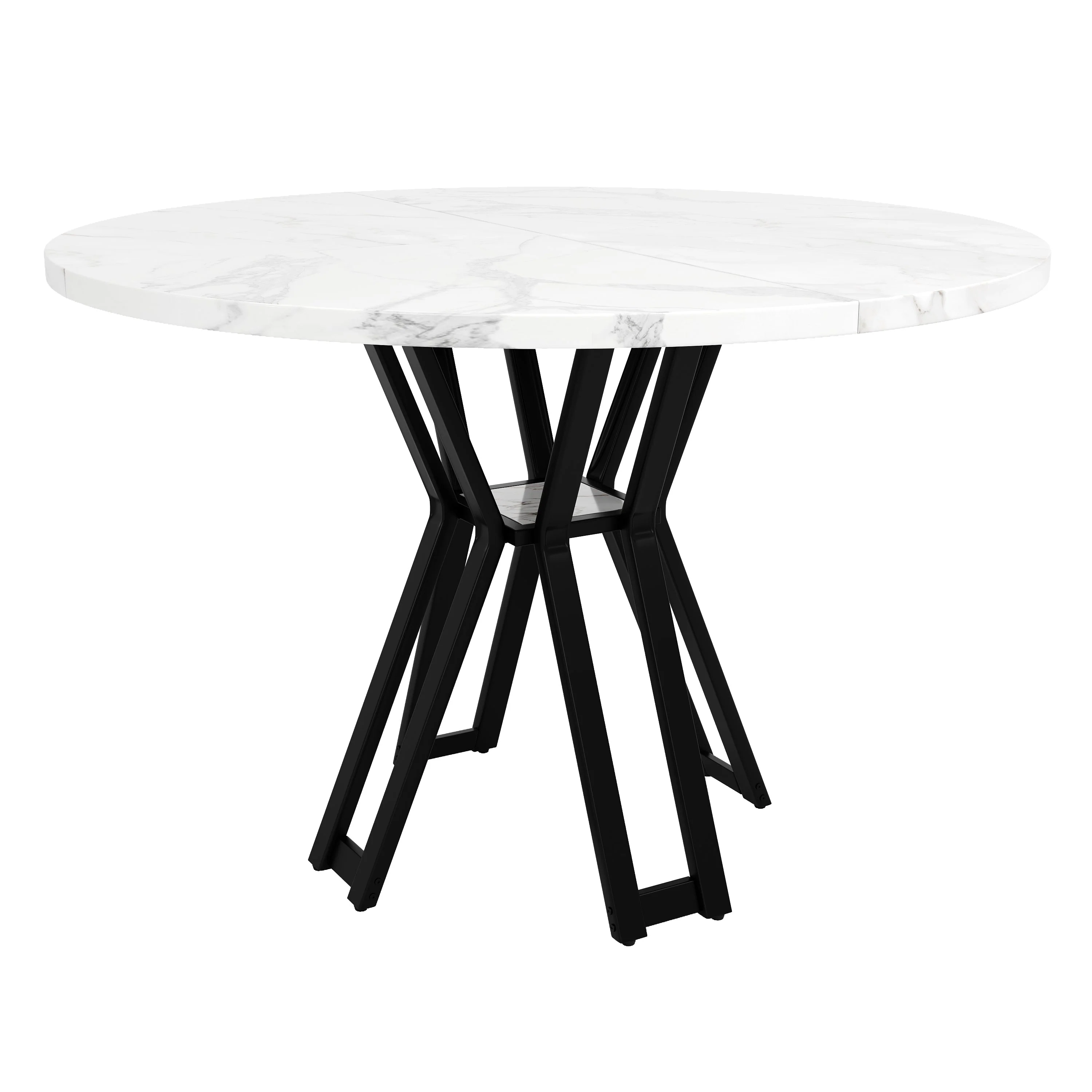 Round Dining Table 100cm 4-6 Seater - Black Legs Marbled MDF - Image 5