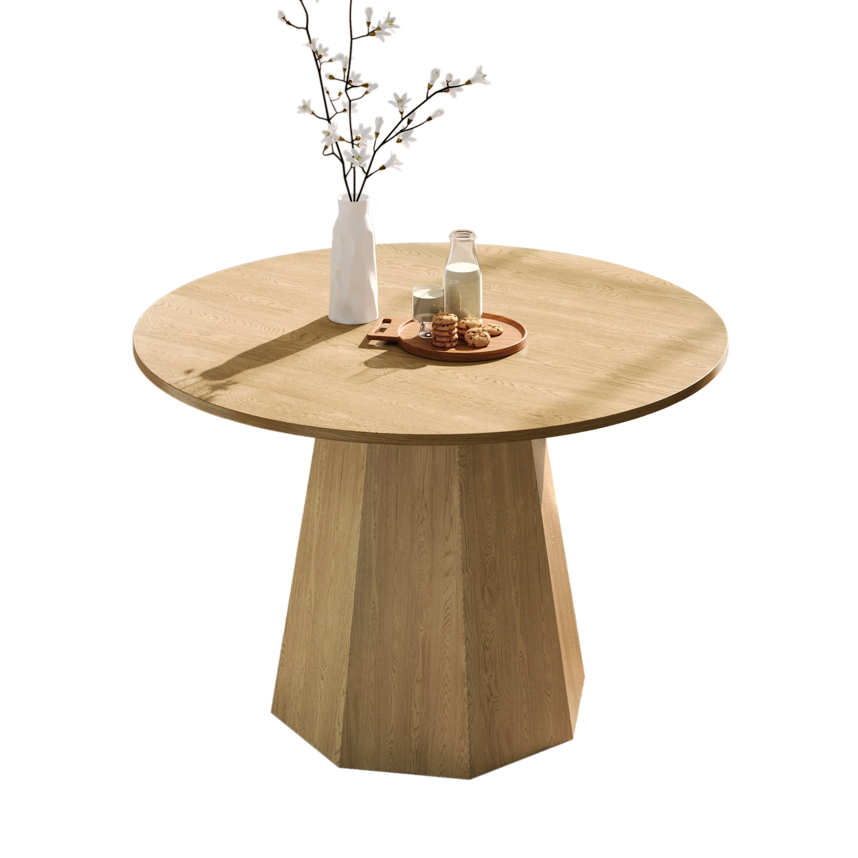 Round Dining Table 120x120cm 4-6 Seater Classic Scandinavian Style Oak - Image 7