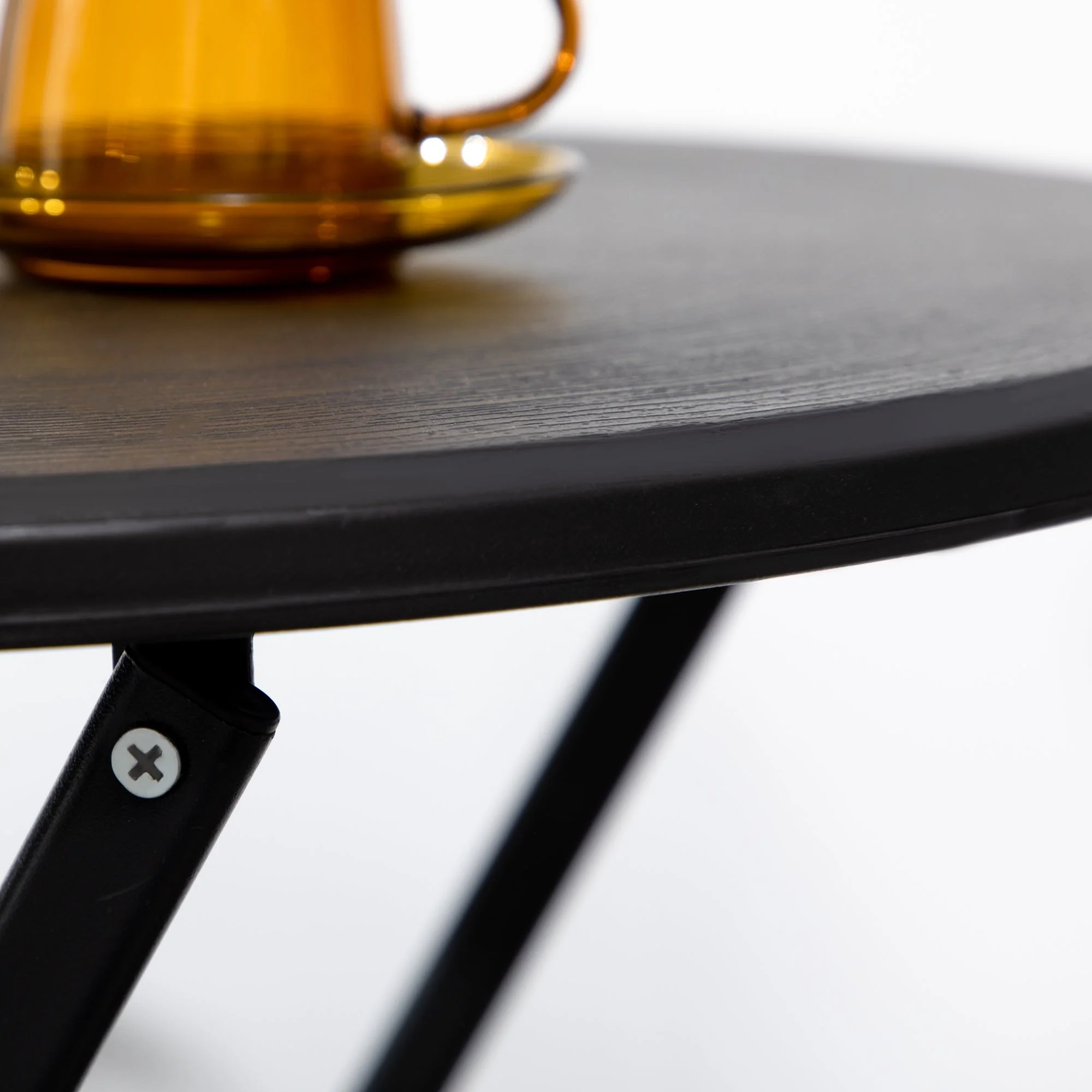 Round Folding Table, Ø60cm Garden Dining, Dark Grey Wood Look - Image 8